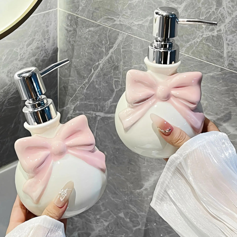 Refillable Bow Soap Dispenser Shampoo Conditioner Separate Bottles Liquid Soap Dispenser for Bathroom Hand Sink Tools